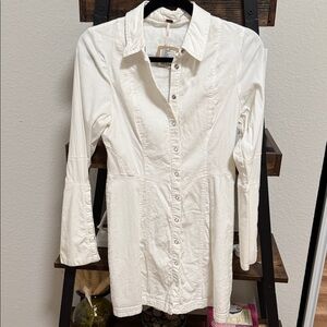 Free People white snap Button-Front Long Sleeve Dress NWT